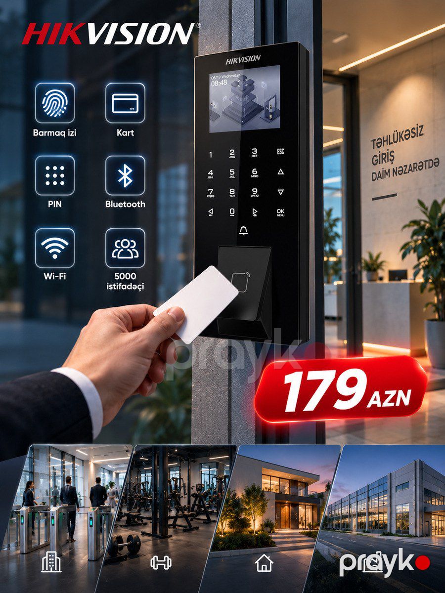 Hikvision DS-K1T807MBFWX-E1 Barmaq İzi və Kart Giriş Terminalı — Ağıllı ev və təhlükəsizlik, Bakı (4)
