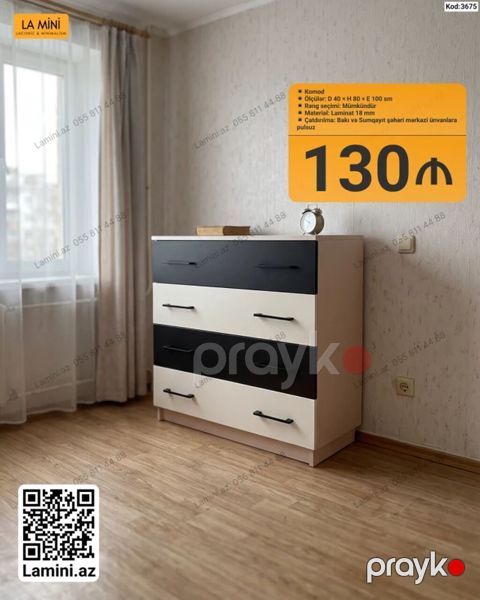 Komod – La Mini - Ölçülər: Dərinlik 40 sm, Hündürlük 80 sm, En 100 sm — Bakı