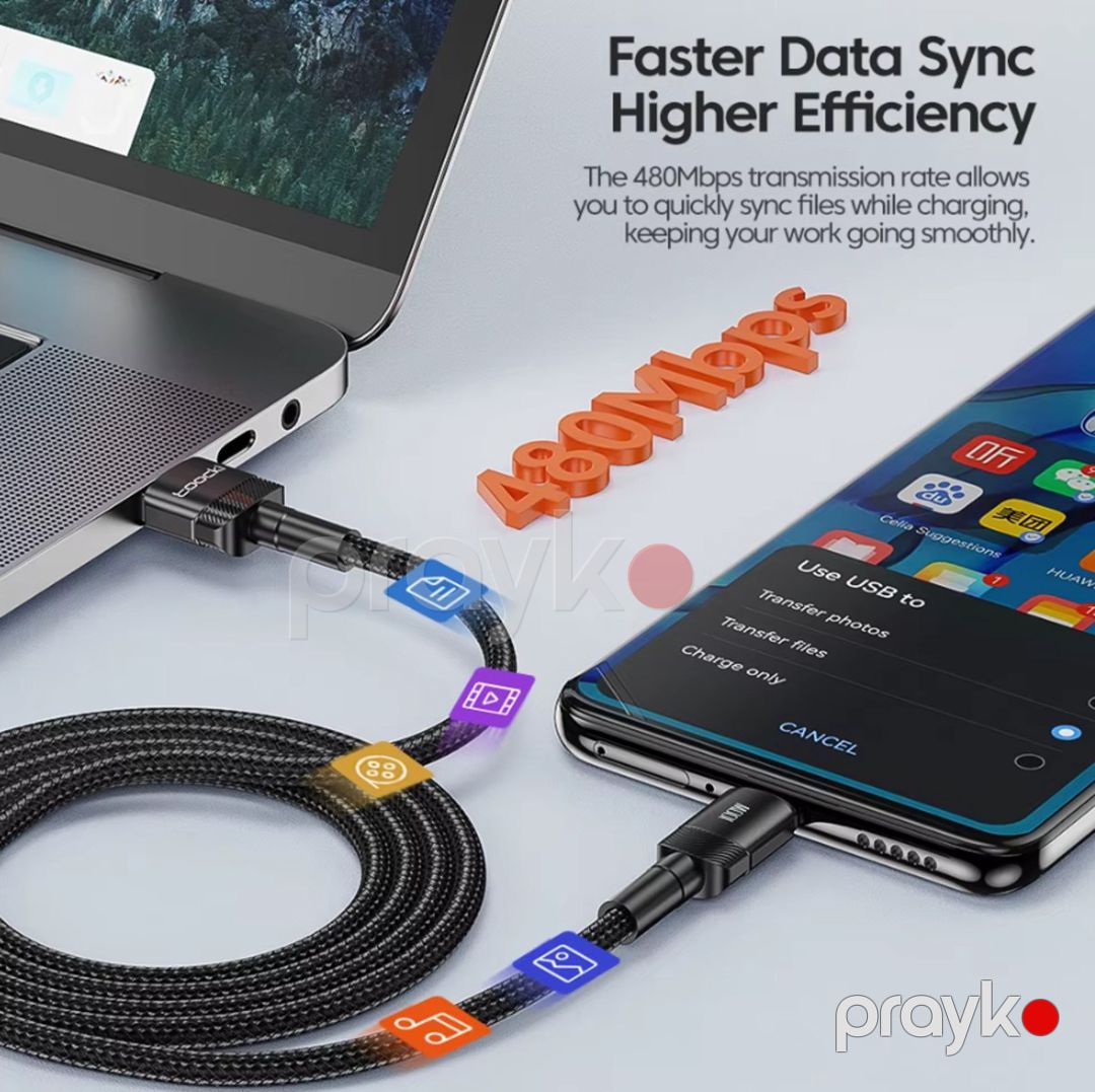 Kabel 100W 6A "USB to Typec 2m" — Periferik cihazlar, Bakı (5)