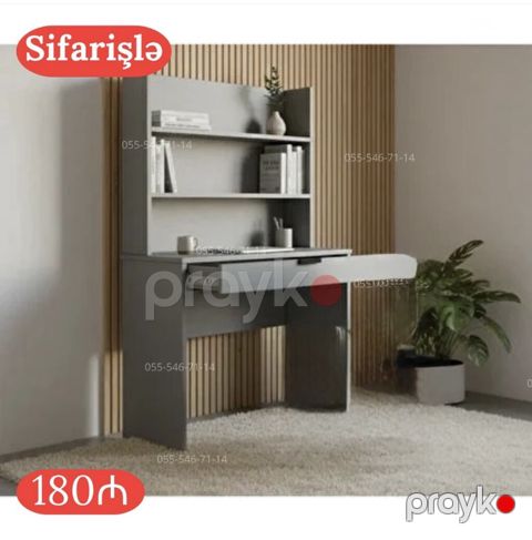 Sifarişlə hazırlanır – funksional iş masası və üst rəf modulu — Bakı