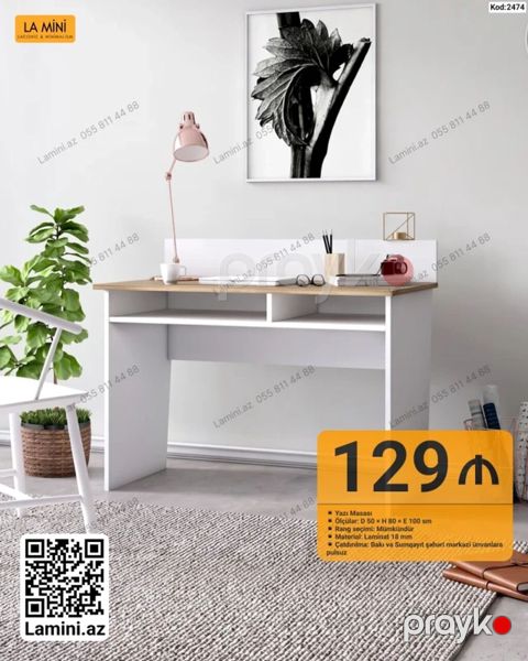 Yazı masası – La Mini (Kod: 2474) - Ölçülər: D 50 x H 80 x E 100 sm — Bakı