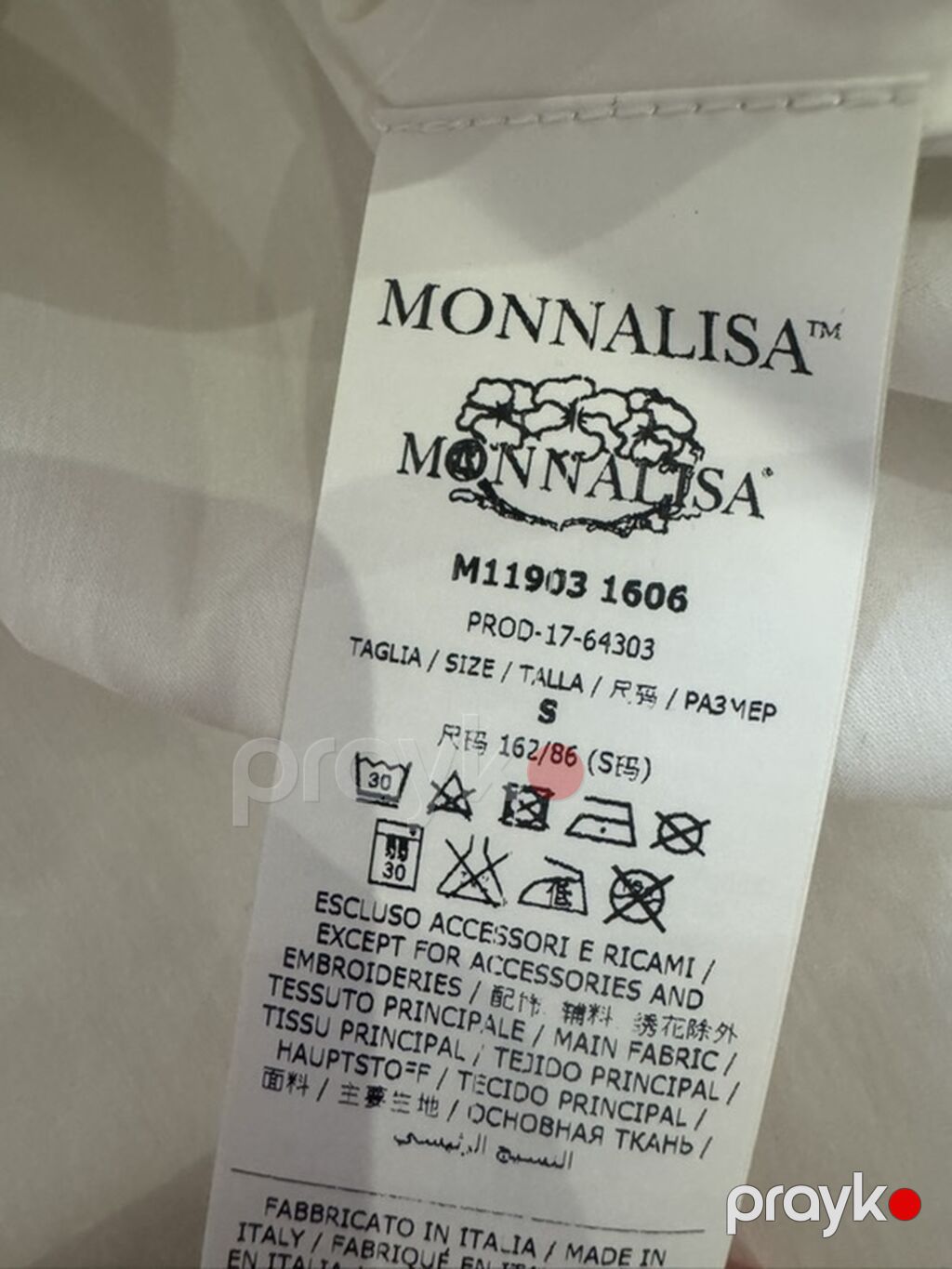 Monnalisa qız uşağı üçün don - Brend: Monnalisa - Rəng/naxış: Ağ fon — Qızlar üçün köynək və sarafan, Bakı (5)