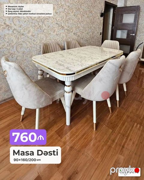 Masa Dəsti – 90×160/200 sm - Mexanizm: Açılan (uzadıla bilən) masa — Bakı