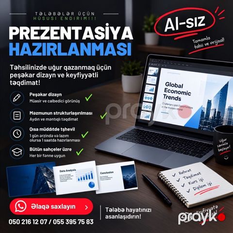 Təqdimat hazırlanması tələbələr üçün hüsusi endirim Universitet — Bakı