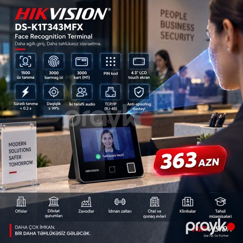 Hikvision DS-K1T343MFX Üz Tanıma və Barmaq İzi Terminalı — Bakı