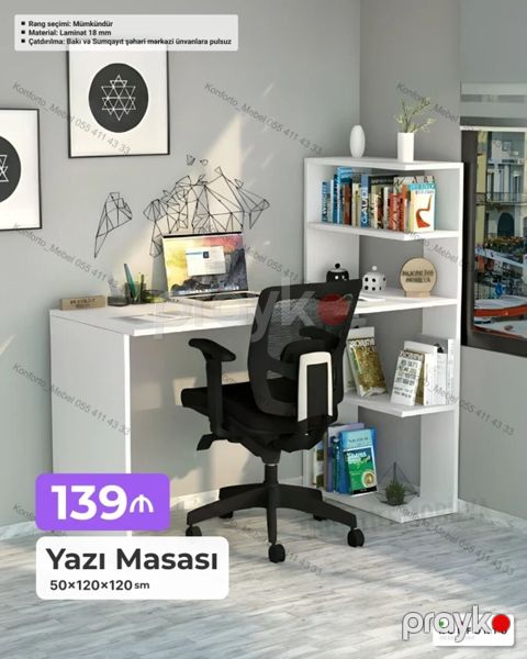 Künc masa, Stulsuz, Polkalı, Siyirməsiz, Sadə laminat — Bakı