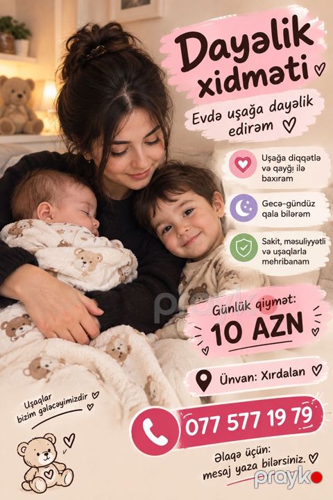Dayəlik xidməti – evdə uşağa baxım - Uşağa diqqətlə və qayğı ilə — Xırdalan