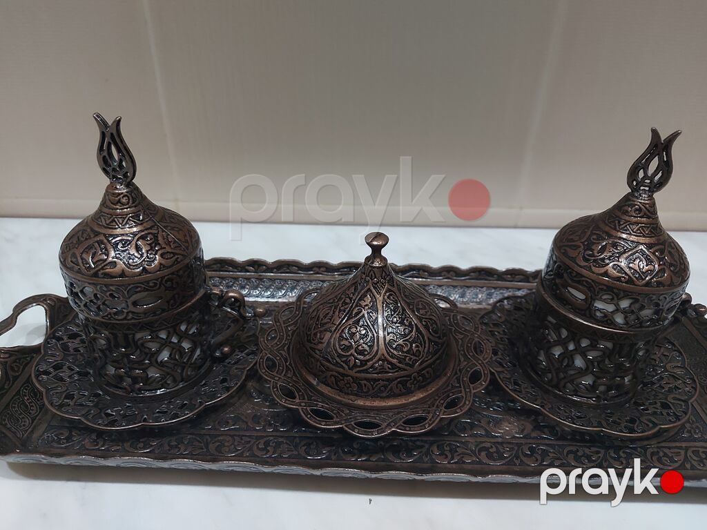 Qəhvə dəsti, rəng - Qəhvəyi, Metal — Süfrə qabı, Bakı (3)