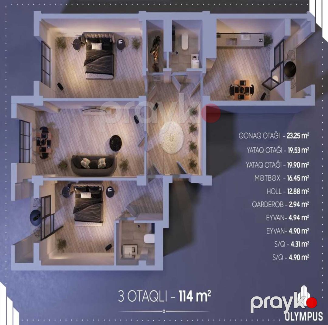 Satılır 3 otaqlı yeni tikili 114 m² — Mənzil, Bakı (5)