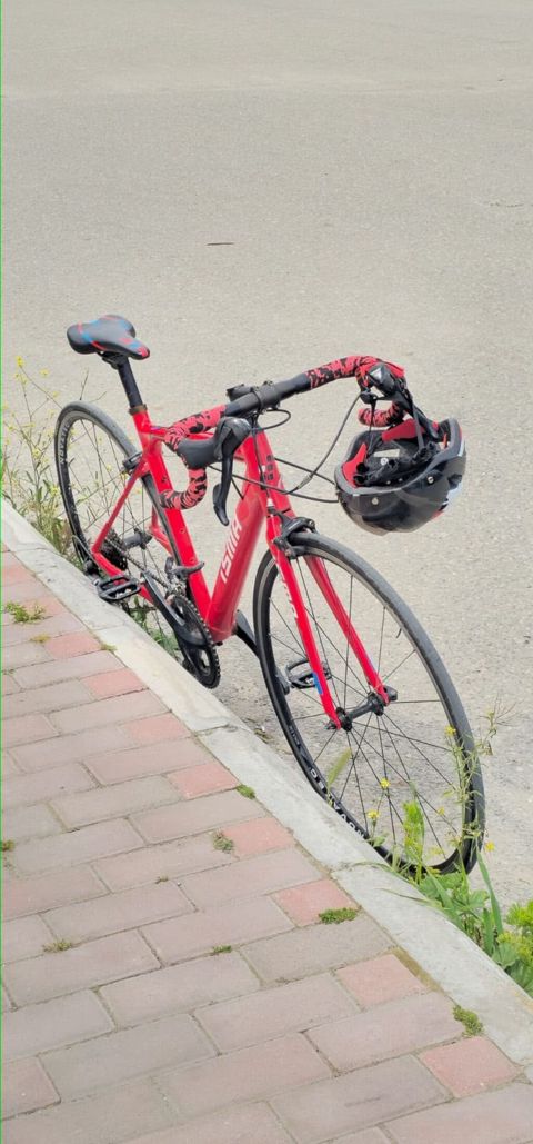 Şosse velosipedi İsma qirmizi Shimano sora 2x9 Eylecler Promax Real — Digah