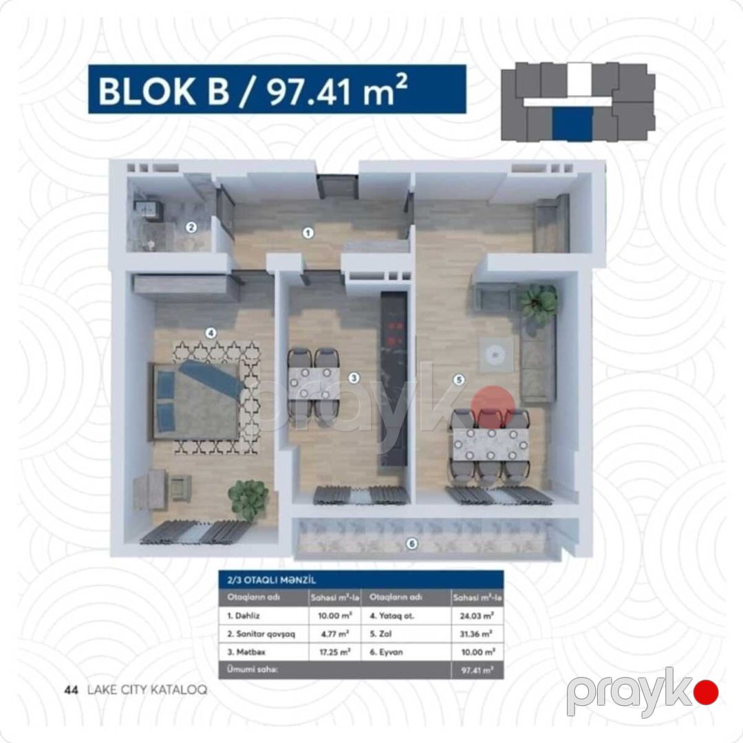 Satılır 3 otaqlı yeni tikili 98 m² — Mənzil, Bakı (6)
