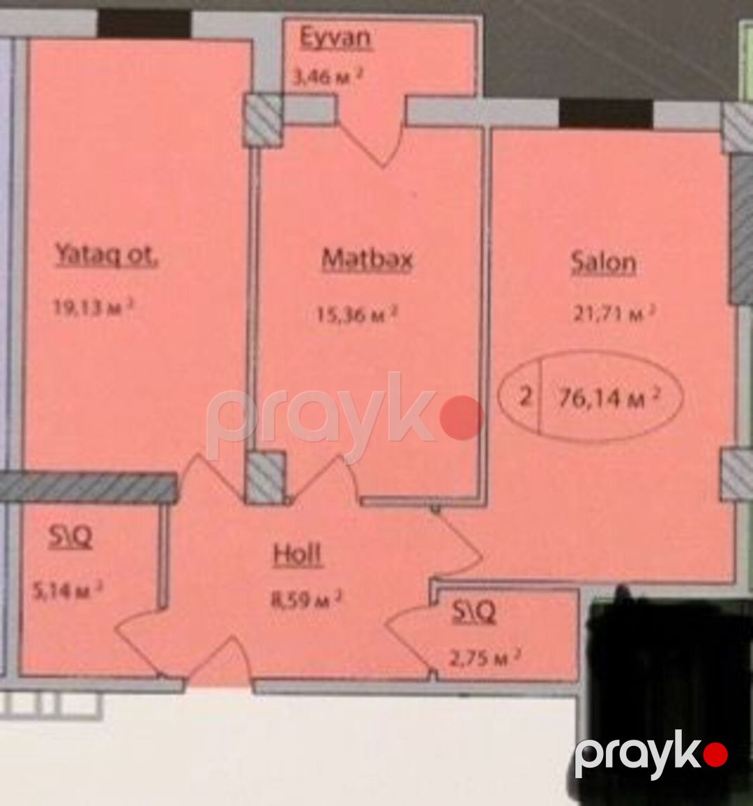 Satılır 2 otaqlı yeni tikili 77 m² — Mənzil, Bakı (8)