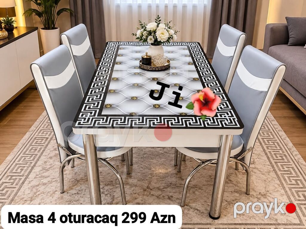 Mətbəx üçün, Yeni, Açılan, Dördbucaq masa, 4 stul — Masalar və stullar, Digah (2)