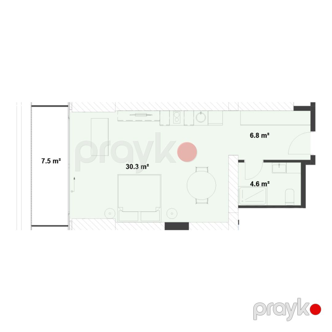 Satılır 1 otaqlı yeni tikili 57.7 m² — Mənzil, Bakı (7)