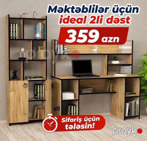 Məktəblilər üçün ideal 2-li dəst – funksional iş masası və kitab rəfi