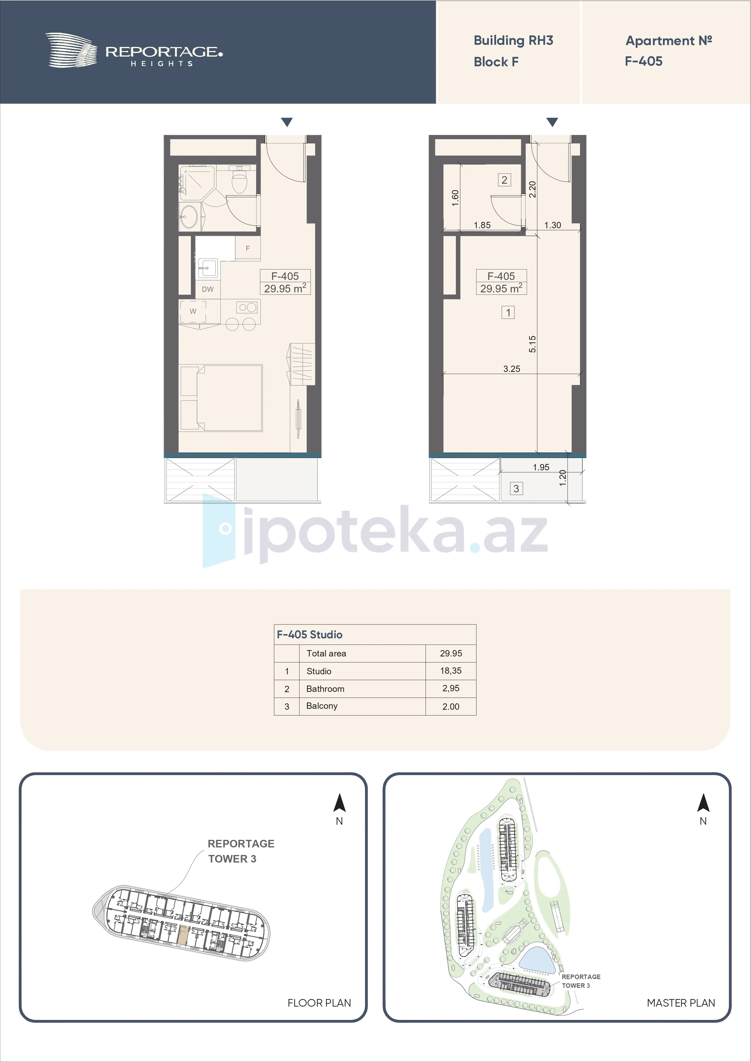 Satılır: 1 Otaq, Yeni tikili, Sabunçu r., Nardaran q., 29.90 m² — Mənzil (5)