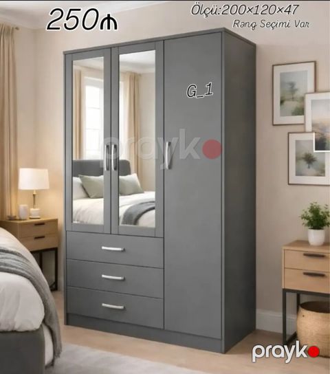 G_1 model paltar dolabı - Ölçü: 200 120 47 sm - Rəng seçimi var