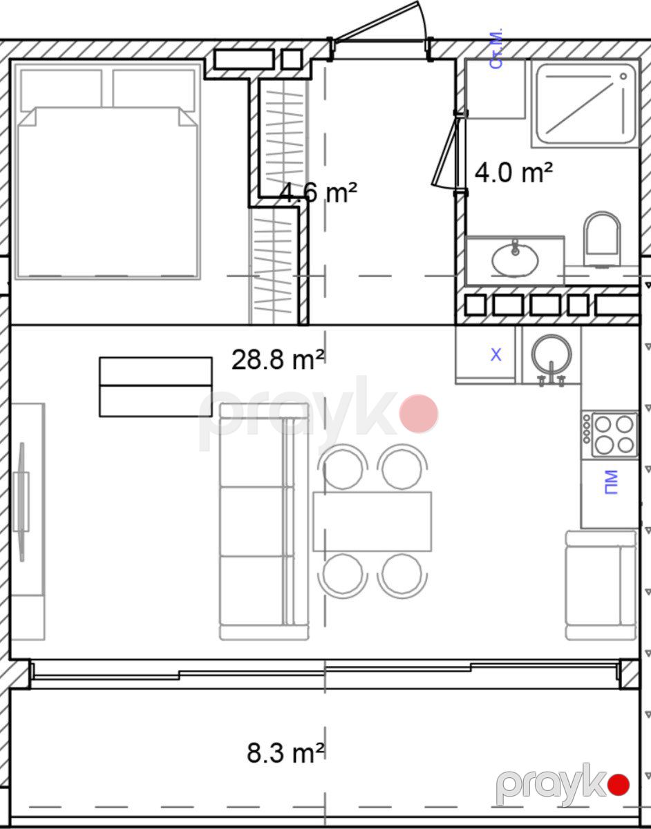 Satılır 1 otaqlı yeni tikili 53.3 m² — Mənzil, Bakı (8)