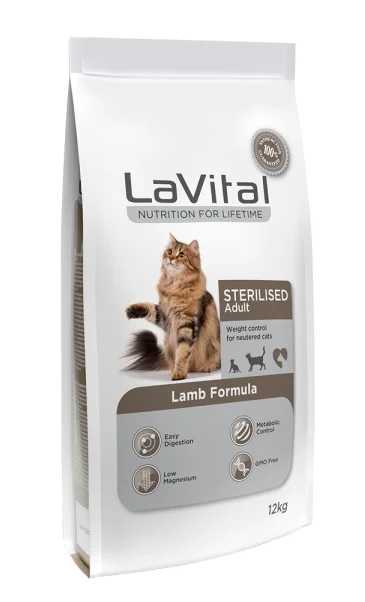 LaVital Cat Sterilised, sterilizə olunmuş pişiklər üçün tam quru yem, quzu ilə (çəki ilə)
