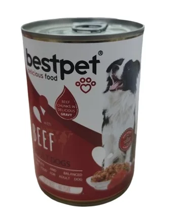Yetkin itlər üçün Bestpet With Mal əti ilə yaş yem, sousda mal əti ilə, 400 q — Bakı