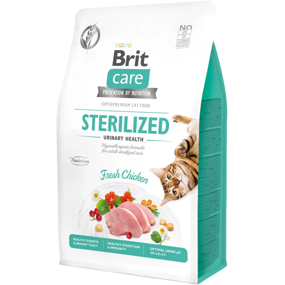 Brit Care Cat Grain Free Sterilised Urinary Health, sterilizə və kastrasiya olunmuş pişiklər üçün sidik daşı xəstəliyinin profilaktikası məqsədilə quru yem (çəki ilə) — Bakı