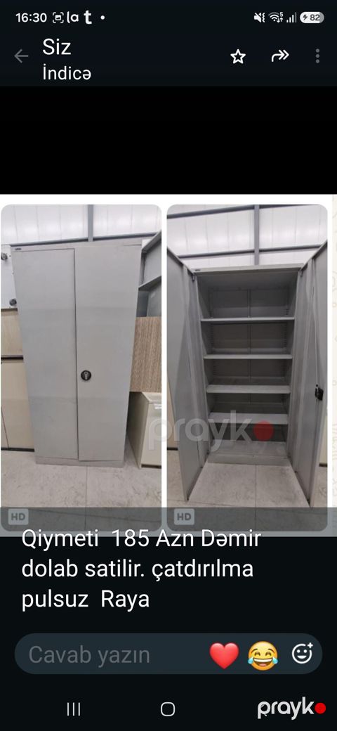 Düz dolab, 2 qapılı, Polkalı, Siyirməsiz, Metal — Sumqayıt