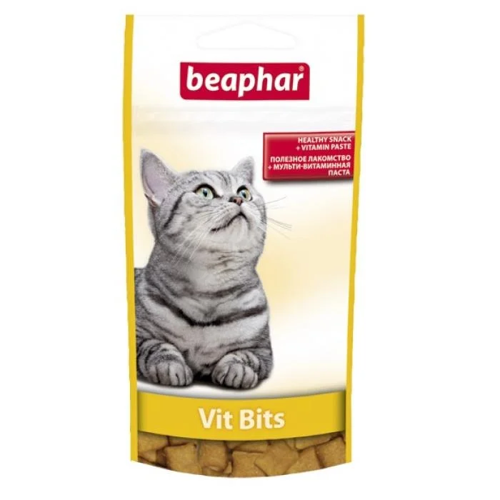 Beaphar Vit-Bits pişiklər üçün multivitamin pastası ilə müalicə yastıqları, 35 q — Bakı