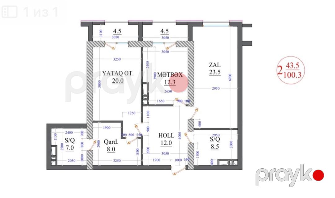Satılır 2 otaqlı yeni tikili 100 m² — Mənzil, Bakı (5)