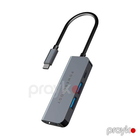 Powerology 4 in 1 Usb-c Hub with HDMI & USB 3.0 P4CHBGY Grey — Bakı