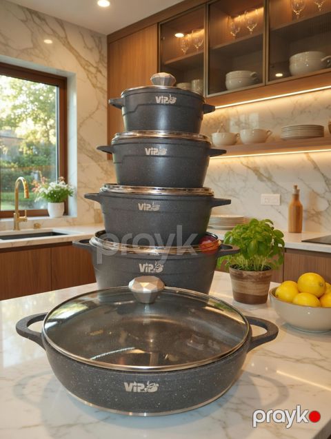 Qab-qacaq dəsti, qranit, tünd boz, 10 parça (2443928) — Bakı
