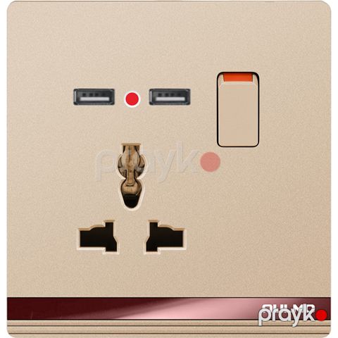 Aulmo mattegold 2 USB + 1 multi razetka + 1 vkluçatel — Bakı