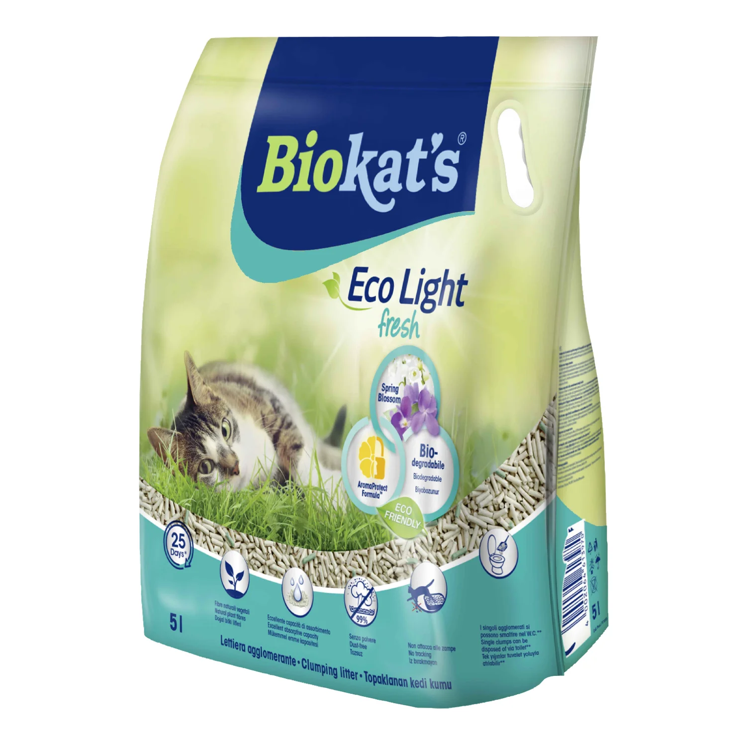 Biokat’s Eco Light Fresh Spring Blossom təzə yaz ətirli soya topalaşan pişik qumu, 5 l — Zoo.az — Cats
