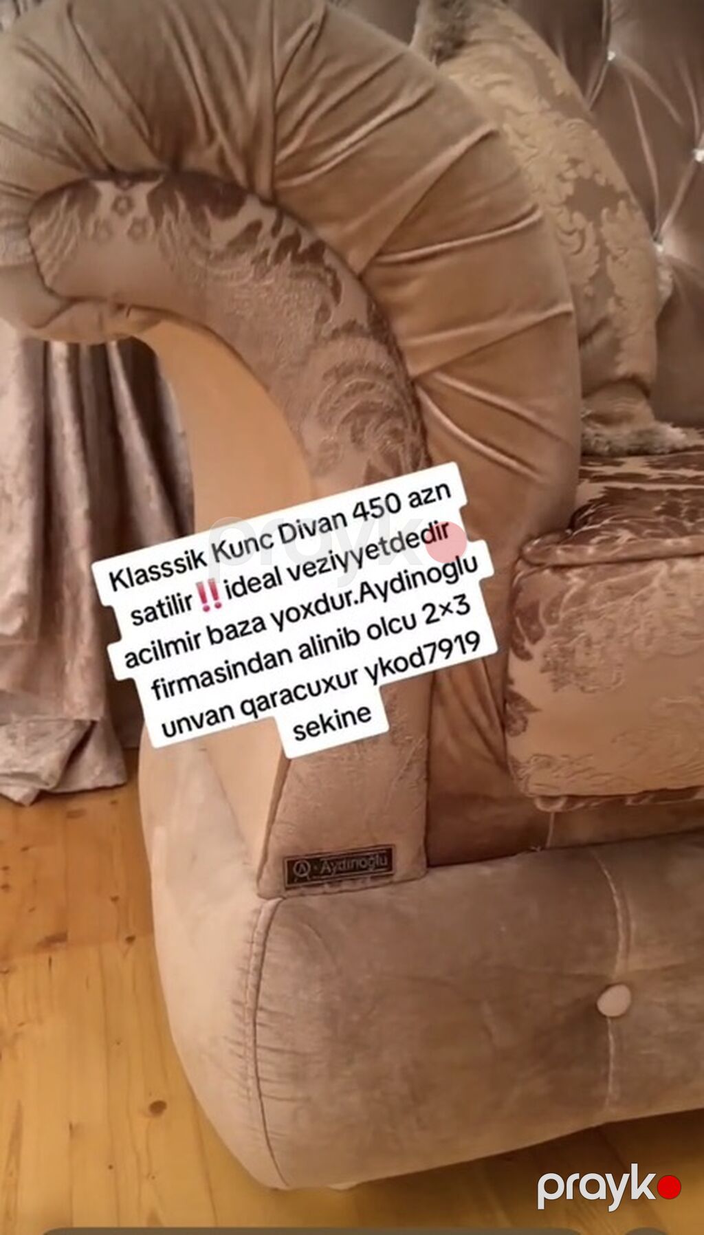 Klassik künc divan – Aydınoğlu firmasından. - Ölçü: 2 x 3 m — Divanlər, Bakı (4)