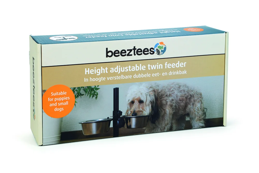 Beeztees Tənzimlənən İkiqat Yemləyici Metal Qab, 2 x 16 sm, 2 x 810 ml — Bakı
