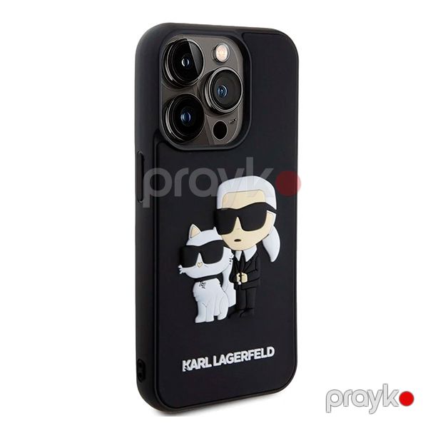 Karl Lagerfeld 3D Rubber Case with NFT Karl & Choupette for iPhone 15 Pro Black — Mallar, Bakı (3)