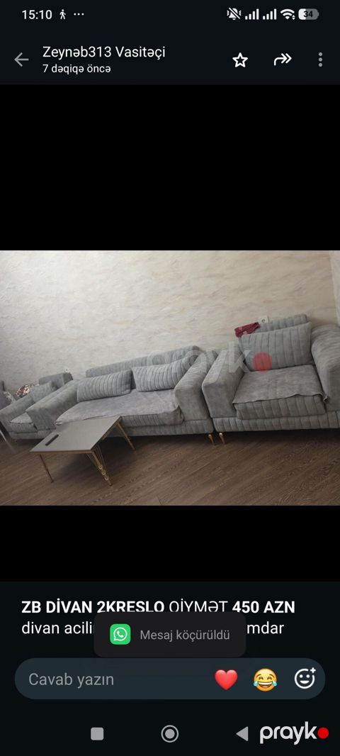 *ZB* *Divan 2KRESLO* Qiymət *450 AZN* divan acilir bazaldir unvan — Bakı