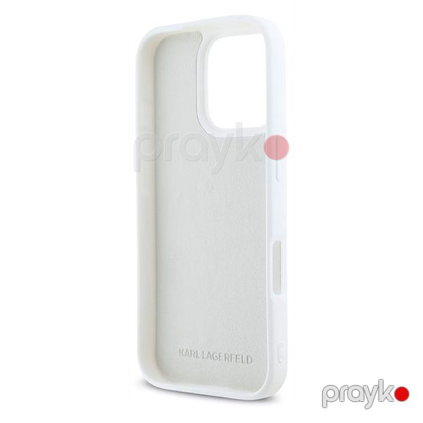 Karl Lagerfeld Silicone Case With Metal Signature Logo For iPhone 16 Pro (KLOHCP16LSCMSMVH) White — Mallar, Bakı (5)