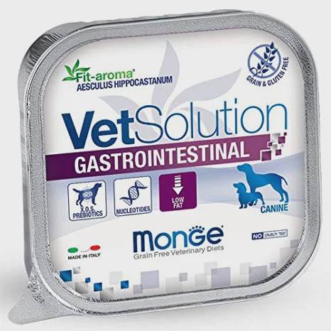 Monge Vet Solution Gastrointestinal, həzm problemləri olan yetkin itlər üçün yaş yem, 150 q — ცხოველების მოვლის საშუალებები