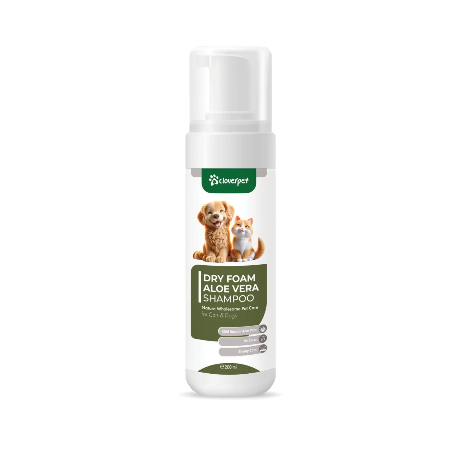 Cloverpet Köpüklü Aloe Vera Şampunu itlər və pişiklər üçün, 200 ml — Bakı