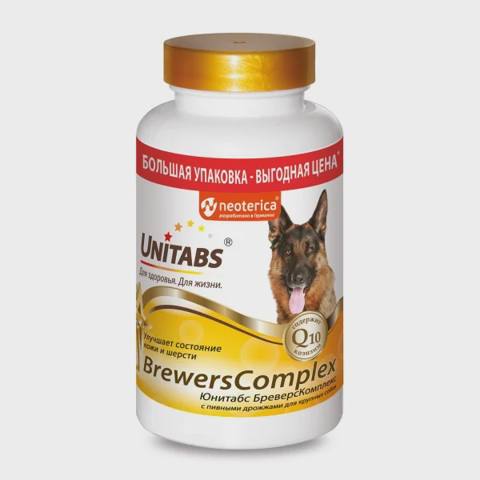 Unitabs BrewersComplex, iri itlər üçün Q10 ilə vitaminlər, 200 tablet — Pet supplies