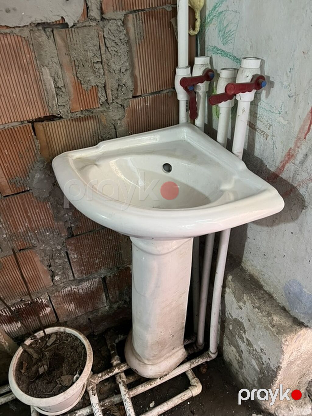 Keramik ayaqlı əl-üz yuma lavabosu - Material: parlaq ağ — Lavabolar, Digah (4)