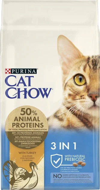 Cat Chow Feline 3 in 1, böyük pişiklər üçün quru yem, üçqat təsirli formula ilə, hind toyuğu ilə (bütöv kisə 15 kq) — 145 ₼ · Bakı · Heyvan malları Cat Chow Feline 3 in 1, böyük pişiklər üçün quru yem, üçqat təsirli formula ilə, hind toyuğu ilə (bütöv kisə 15 kq) — Bakı