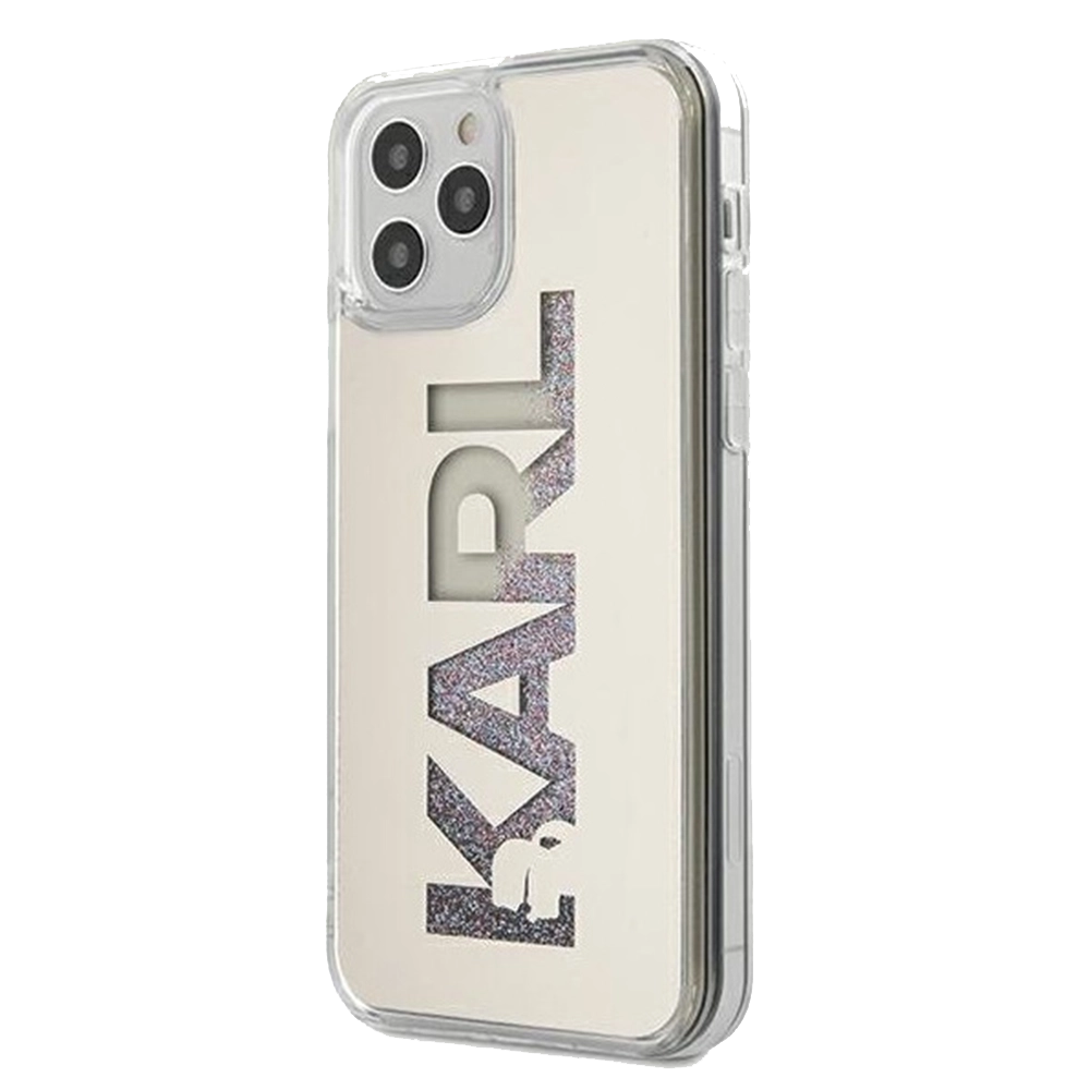 Karl Lagerfeld KLHCP12MKLMLGR iPhone 12/12 Pro 6.1 hardcase Mirror Liquid Glit Silver — Mallar, Bakı (2)
