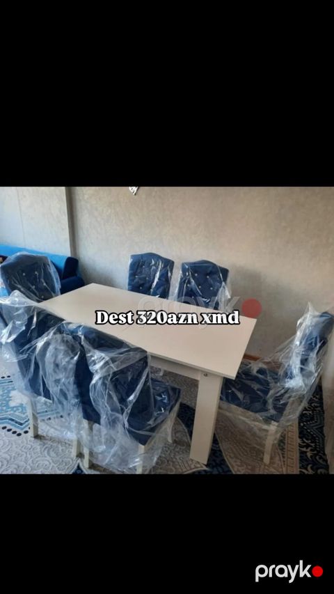 Yemək otağı dəsti – 6 nəfərlik - Dəst: 1 yemək masası + 6 stul — Bakı