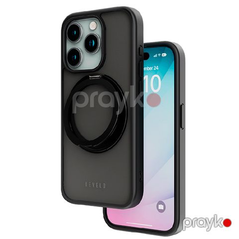 Levelo MagSafe Ringo Multi-Functional Kickstand Case For iPhone 15 Pro Black — Bakı