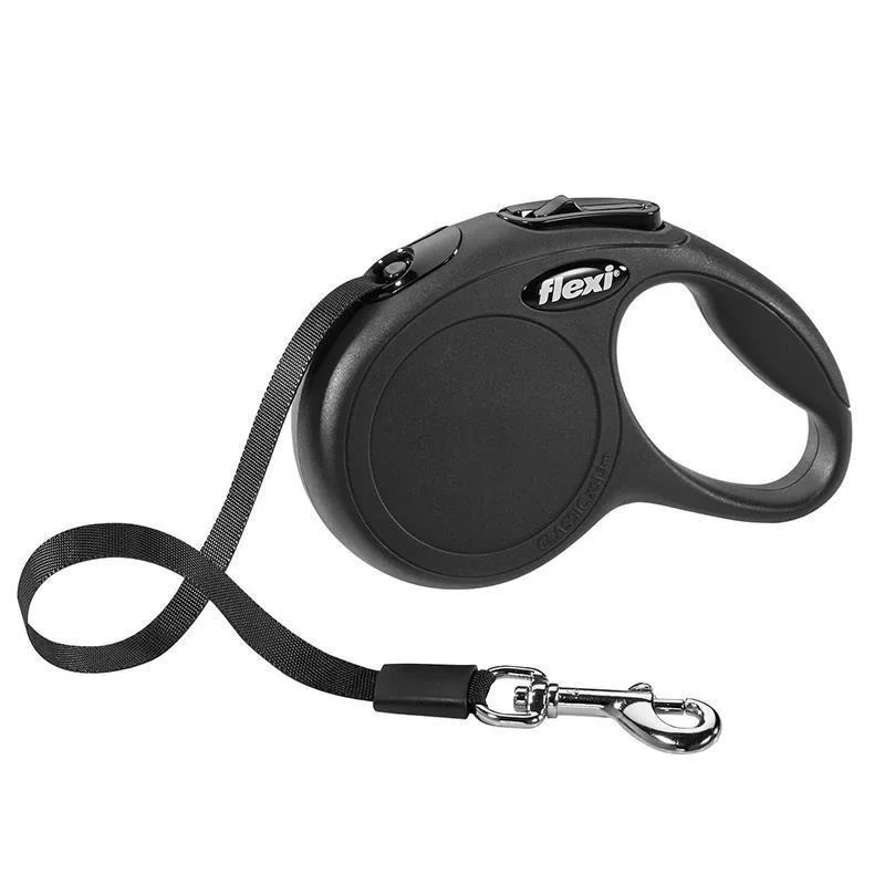 50 kq-a qədər itlər üçün 5 m uzunluğunda, 12 kəmərli, geri çəkilə bilən Flexi Black Classic L Cord (qara) — Bakı