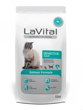 LaVital Sensitive Adult Cat Salmon Formula, həssas həzm sistemi olan yetkin pişiklər üçün yem, qızılbalıqla (çəki ilə)