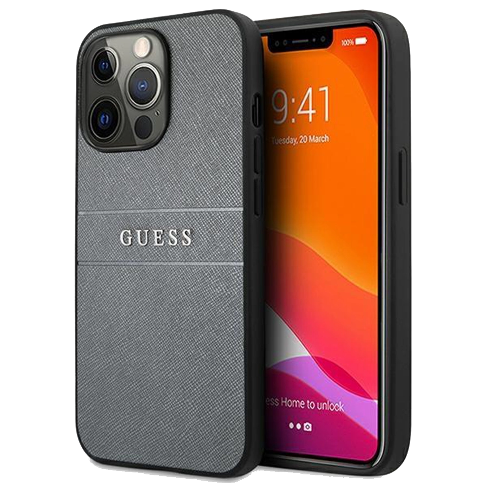 Guess iPhone 13 Pro / 13 6,1" Saffiano Strap GUHCP13LPSASBGR Silver — Bakı