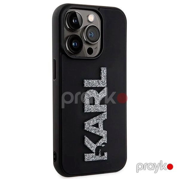 Karl Lagerfeld 3D Glitter Karl Logo Case for iPhone 15 Pro Black — Mallar, Bakı (3)