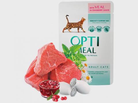 Optimeal, mərcangilə sousunda dana əti ilə, 85 q — Cats